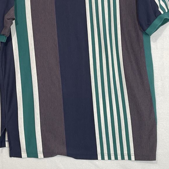 Knights of Round Table Mens XL Vintage Polo White Blue Green Stripes 90s Grandpa - Picture 11 of 13
